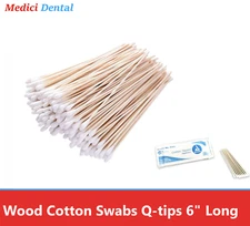 600pc Cotton Swabs Swab Q-tips 6" Long Wood Medical Grade Manufacturer Sealed US