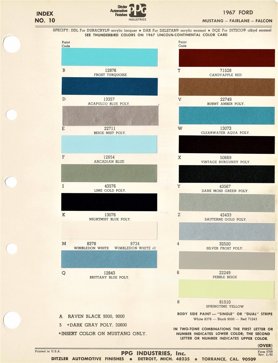 1967 FORD MUSTANG FAIRLANE FALCON GALAXIE RANCHERO PAINT CHIPS