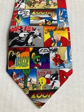 Looney Tunes Neck Tie Bugs Yosemite Daffy Marvin Sylvester Taz Tweety Vintage 90