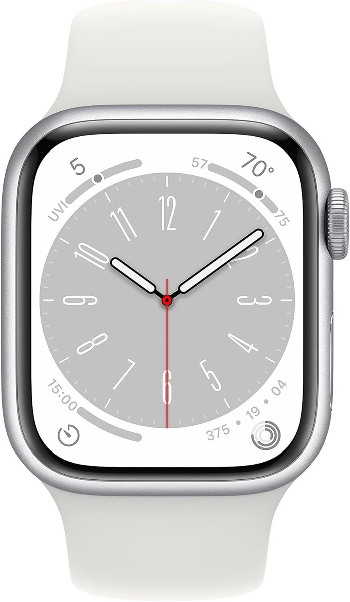 Apple Watch Series 8 GPS 41mm Silver Case S/M White Sport Apple Watch Series 8 GPS 41mm Silver Case S/M White Sport