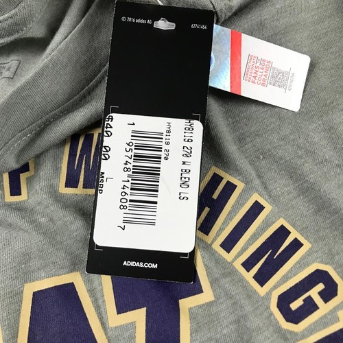 Adidas Washington Huskies Shirt Mens Large Gray Long Sleeves University Tee NWT - Picture 4 of 12