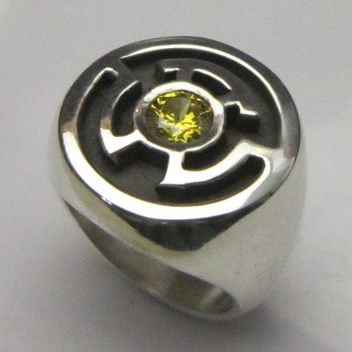 ANELLO LANTERNA GIALLA ARGENTO STERLING MJG. SINESTRO. 6 mm CZ. Taglia 11. FUMETTO CON - Foto 3 di 8