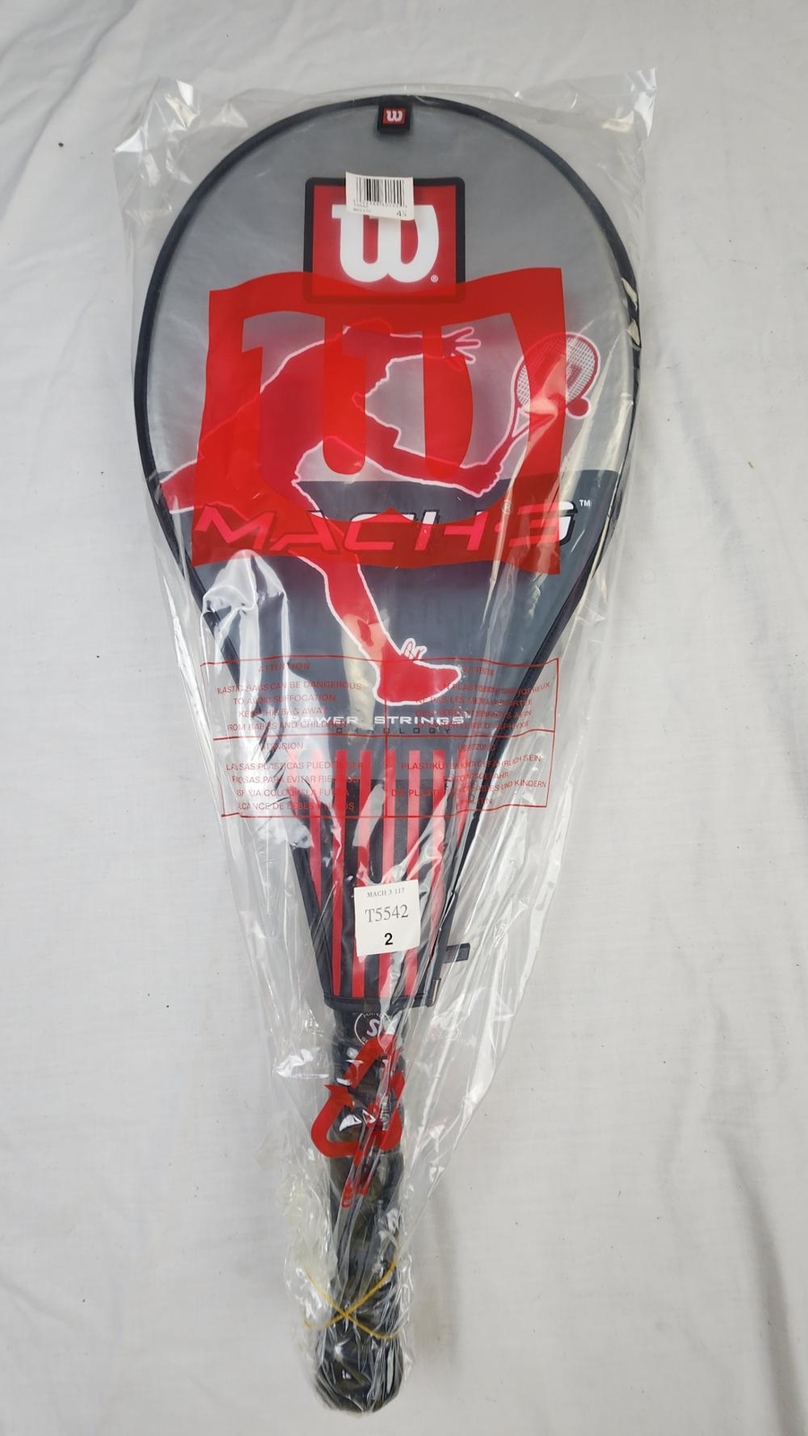 Wilson Mach 3 Tennis Racket (T5542) - 4 1/4 in, Strung, OS, New w/ Tags