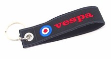 VESPA KEYCHAIN BIKER MOTORCYCLE EMBROIDERED TAG KEY RING HOLDER