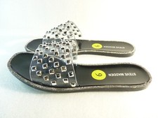 Steve Madden Women sandals Clear Studded Rhinrstones Slide Size 9 SKU 10213