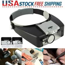 Jeweler Magnifier Headband Headset LED Head Lamp Light Magnifying Glass Loupe US
