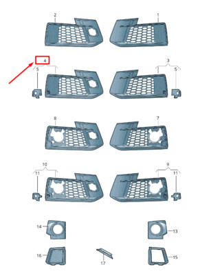 NEW AUDI Q7 4M FRONT RIGHT BUMPER AIR GUIDE GRILLE 4M0807682AFMX3 ORIGINAL