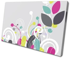Floral Flowers Design Colourful Abstract SINGLE CANVAS WALL ART Picture Print
