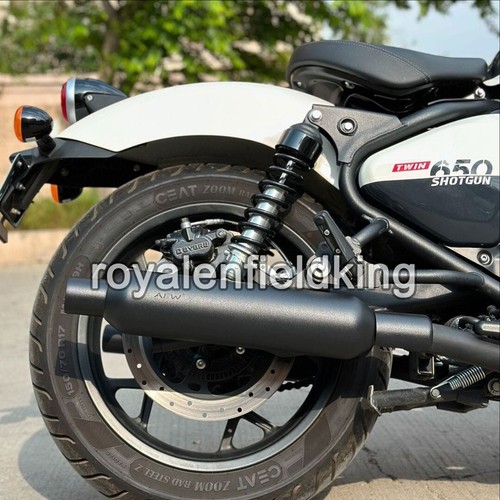 Fit For Royal Enfield "Shotgun 650" AEW TE 203 Black Exhaust Silencer Pair - Imagen 9 de 10