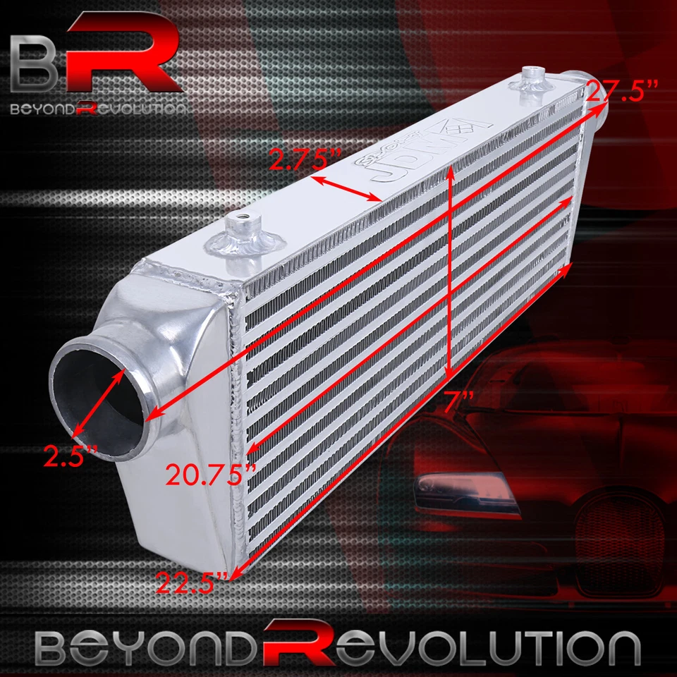 Barra y placa intercooler de refrigeración turbo de montaje frontal 28" X 7" con entrada/salida de 2,5" Foto 3 de 4