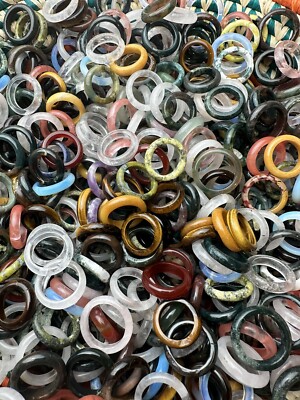 100 x Kristall massiv Ring Ringe Achat Karneol Tigerauge Quarz Edelstein Band