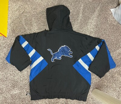 Vintage Detroit Lions STARTER Hooded Pullover Quilted Jacket XL
