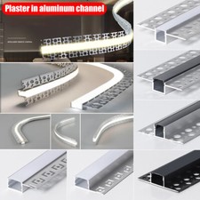 Plaster in LED Aluminum Channel With Flange Recessed Holder for LED Strip Lights