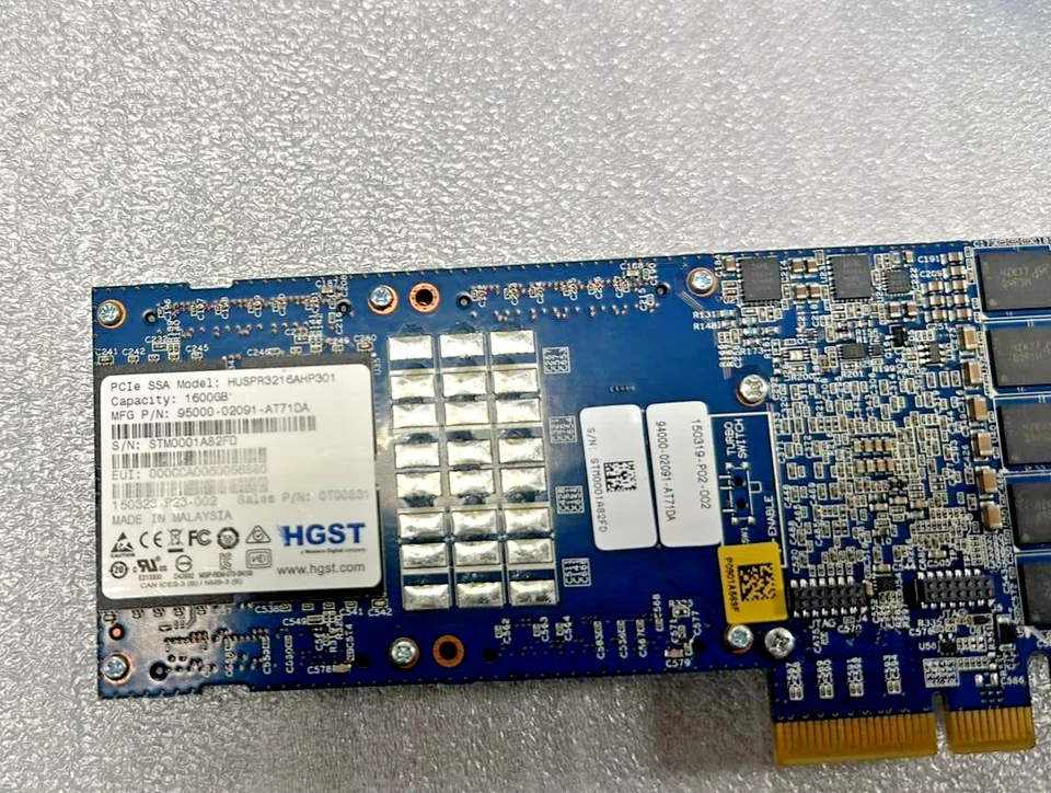 HGST Ultrastar SN150 HUSPR3216AHP301 1.6 TB NVMe PCIe 3.0 SSD PN 00MH991 0T01344 - Image 3 of 3