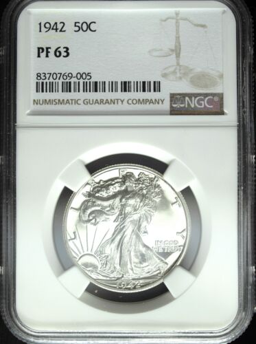 1942 NGC Proof 63 Walking Liberty Silver Half Dollar ☆☆ Blast White ☆☆ 005
