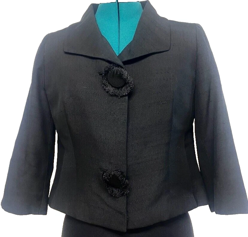 Chaqueta de seda de colección de los años 50 para mujer negra talla S City of Paris San Francisco Philippe C Foto 3 de 4