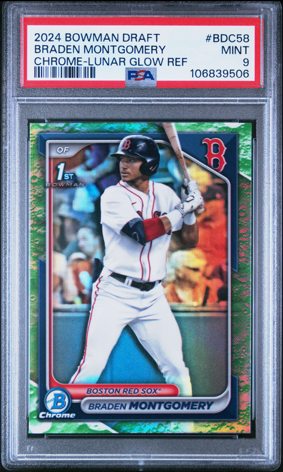 2024 BOWMAN DRAFT #BDC58 BRADEN MONTGOMERY CHROME-LUNAR GLOW - PSA 9 MT - Pop. 5