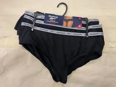 Reebok Womens Sports Boy Brief Waistband ENNIS Black 3PK