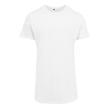 Mens Longline T-Shirt  Long Body Short Sleeve Crew Neck Cotton Tee Shirt