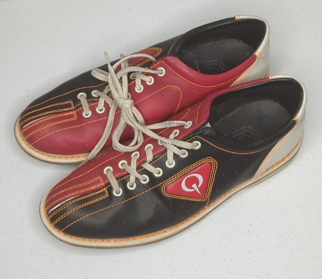 Qubica AMF Black Red White Leather Bowling Shoes US Mens Sz 10.5