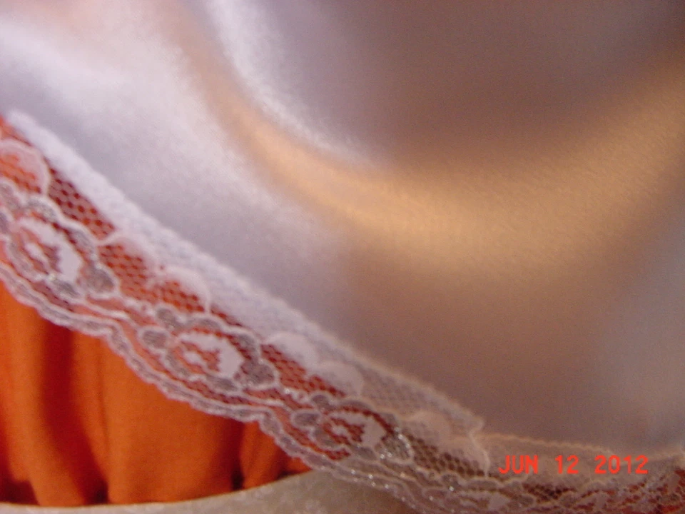 Колониальный шарф ~ Джейн Остин Фичу ~ новый ~ белый атлас A ~ кружева ~ ручной работы - Изображение 2 из 4