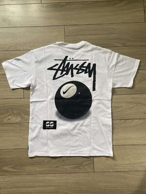 NIKE X STUSSY 8Ball Pool White T Shirt - Size SMALL. Brand New