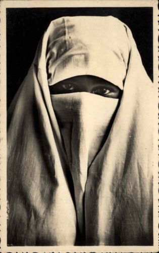 Vintage RPPC Muslim Woman in Full Niqab BEAUTIFUL EYES Real Photo