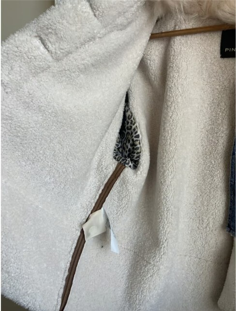 PINKO. Denim/Shearling layered jacket with faux fur collar image 9