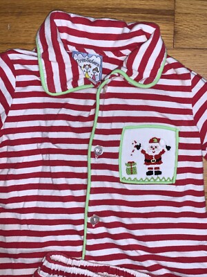 Three Sisters Smocked Christmas Santa Pajamas 24 Months