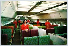 Airplane Postcard Cathay Pacific Airlines Issued Cabin Interior Stewardess FI.1