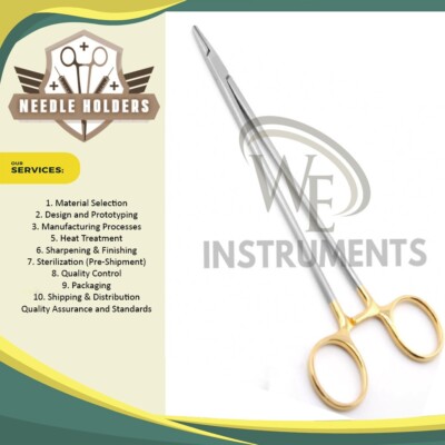 DeBakey Needle Holder with Ratchet Grip, Tungsten Carbide Jaws ...