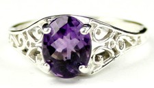 Amethyst, Solid 925 Sterling Silver Ladies Ring, SR305-Handmade