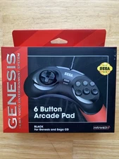 Retro-Bit Official Sega Genesis Controller 6-Button Arcade Pad - Black