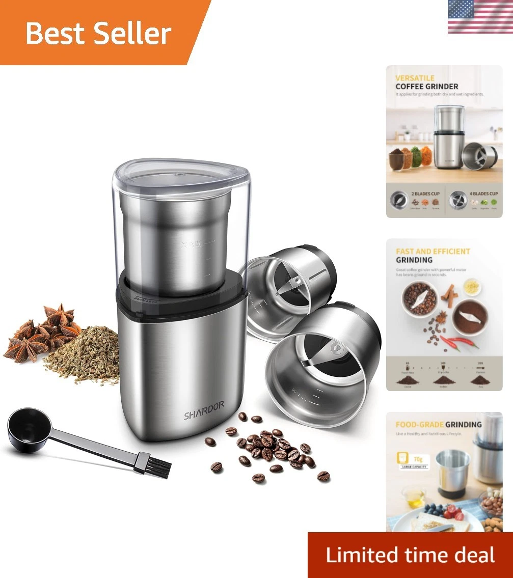 Electric Coffee Grinder Herb Blade Grinder Spices Grinder with 2 Removable St...
Opens in a new wind