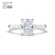 Radiant Diamond Engagement Ring Platinum Labgrown 1 Ct Solitaire