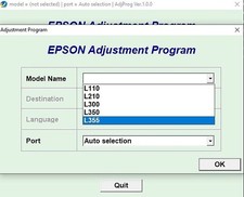 Epson L110, L210, L300, L350, L355 Contador de almohadillas de tinta Restablecer Pendrive