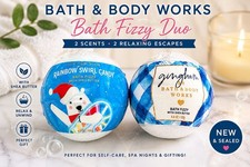 Bath Body Works Bath Fizzy Lot Gingham Rainbow Swirl Candy 2 Bath Bombs