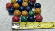 Lot Of 20 Vintage Colored Dye Clay Marbles, Approx. 1/2" Diameter