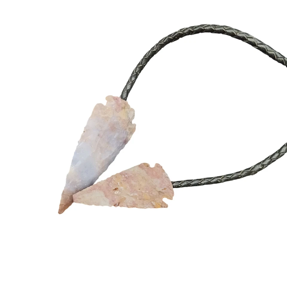 Handcrafted Native American Style Arrowhead Bolo Tie with Flint Eagle Stone Slid - Image 4 of 4