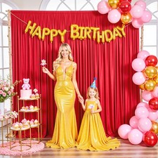 10x7ft Red Backdrop Curtains Polyester Wrinkle Free Drapes Party Photography