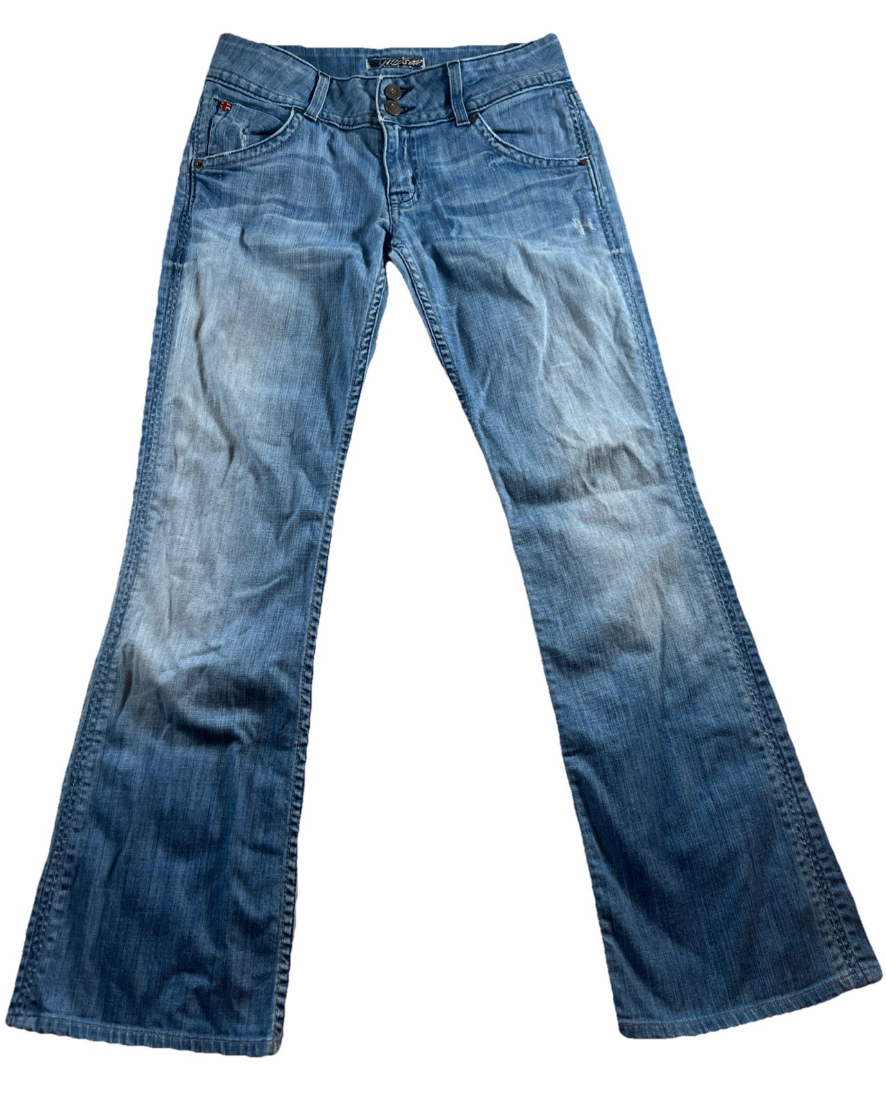 VTG Hudson Jeans Womens 27 Low Rise Flared Bootcut Flap Pockets Light Stretch