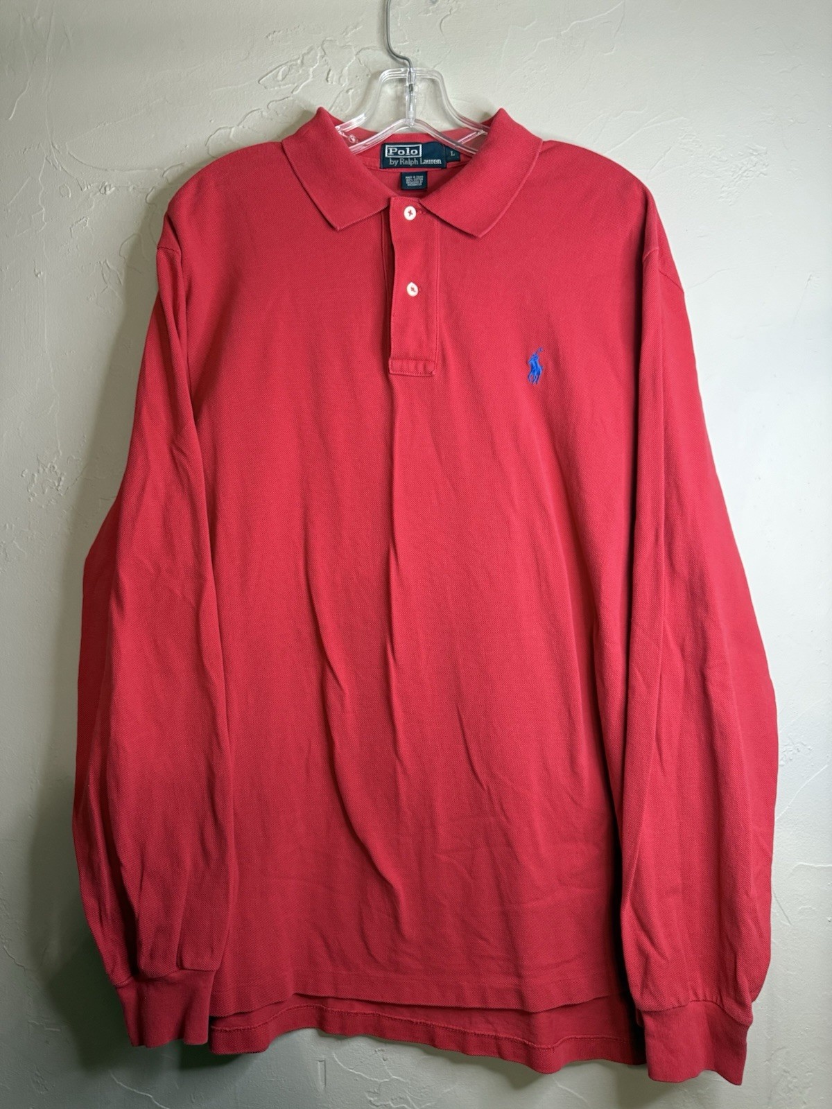 Polo Ralph Lauren vintage manica lunga rugby camicia rosso blu pony grande anni 00 90