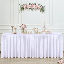 White Table Cloths for 6 foot Rectangle Tables Fitted Open Back Stretch