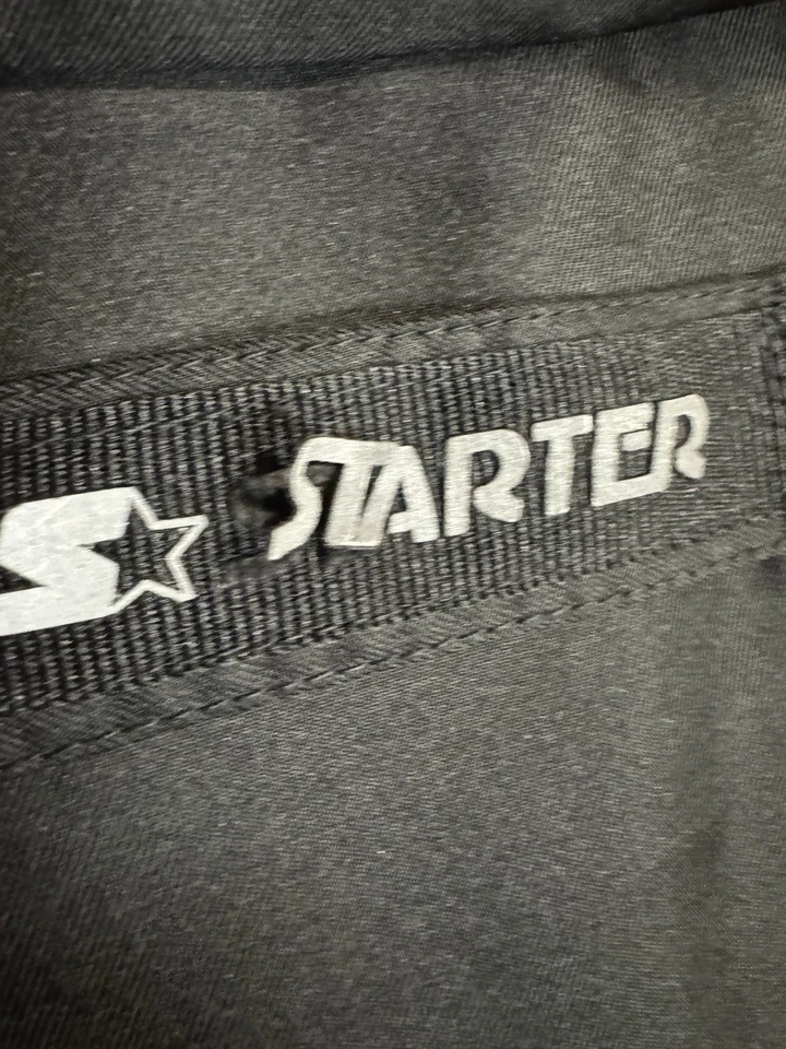 Vintage Mens Starter Down Jacket XL Blue Black Puffer Hooded Coat READ DETAILS - Image 4 of 4