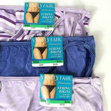Vanity Fair Illumination String Bikini Size 8 XL Purple Blue 3 Pairs NEW