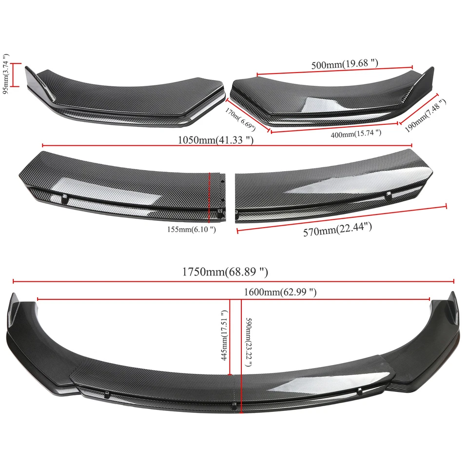For Maserati Granturismo MC Front Bumper Lip Spoiler Splitter Kits Carbon Style - Imagem 4 de 4