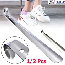 1/2Pcs Extra Long Handle Shoe Horn Stainless Steel Metal Shoes Remover Shoehorn