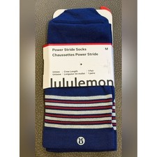 Lululemon Power Stride Crew Socks  Size Medium  NWT  Blue Stripe