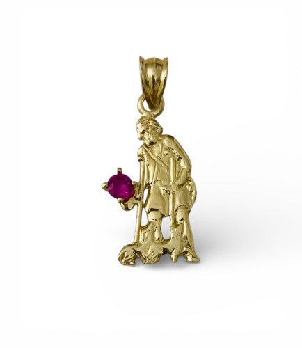 Solid 10K Yellow Gold  1.1"  Saint Lazarus Pendant - Small San Lazaro - G19