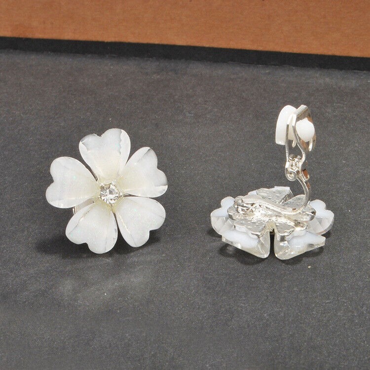 Clip On Earrings Ear Crystal Silver Non-piercing Zircon Unisex Clip-on Gift